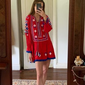 Bohemian folk style tunic dress